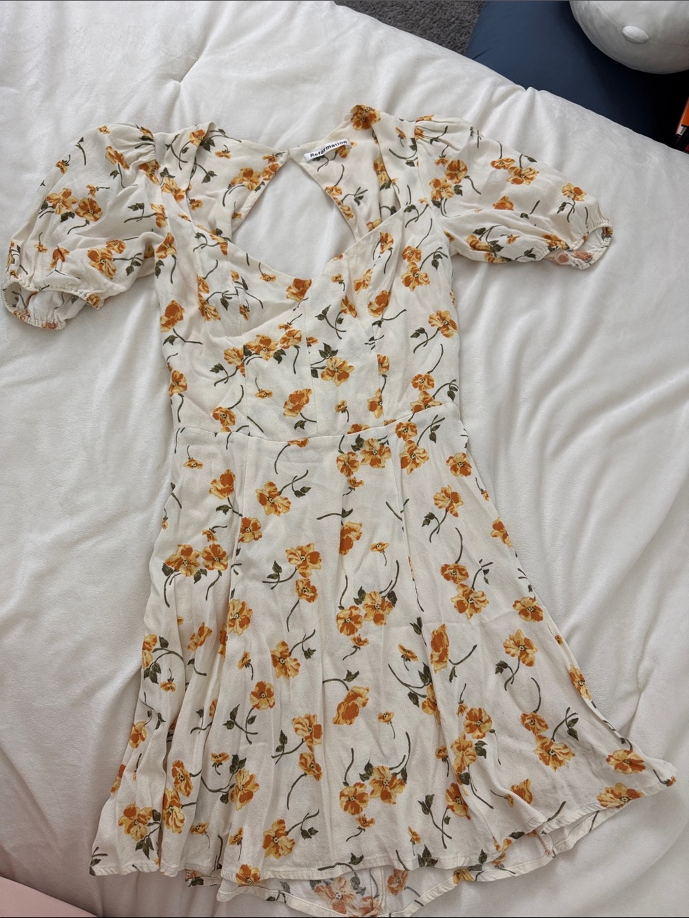 Reformation floral Mini Dress, cream/yellow, size 4 (xs/s)
